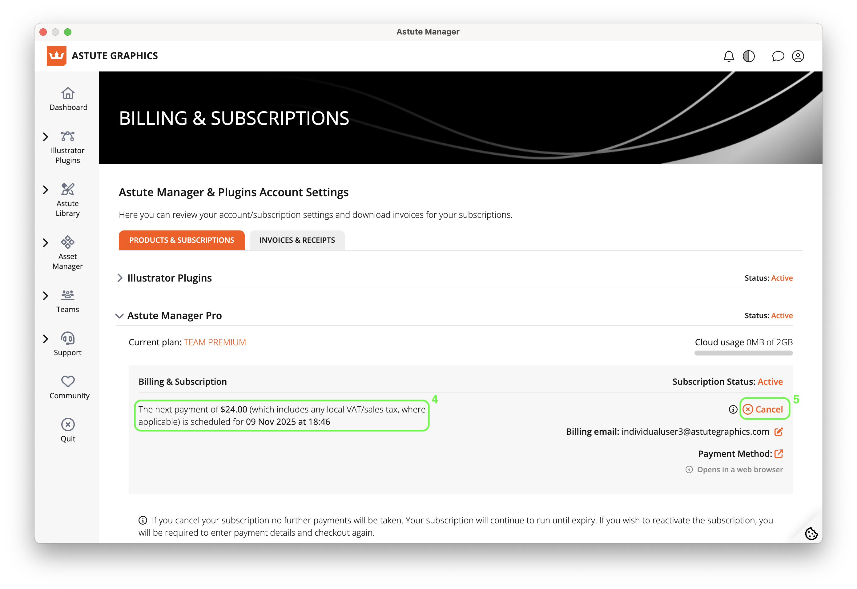 Am Pro Teams - Cancel subscription