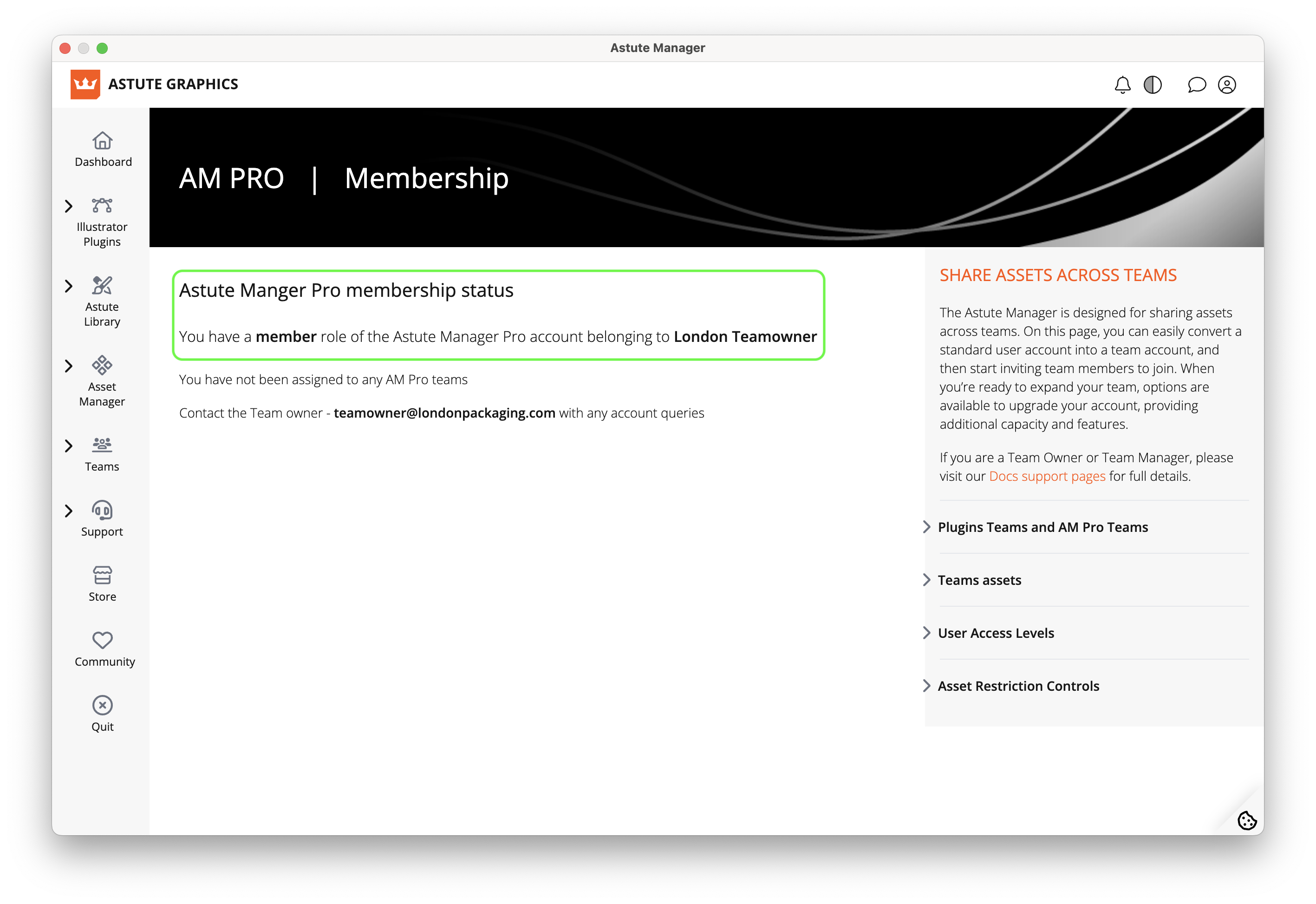 AM Pro Teams - Member after accepting