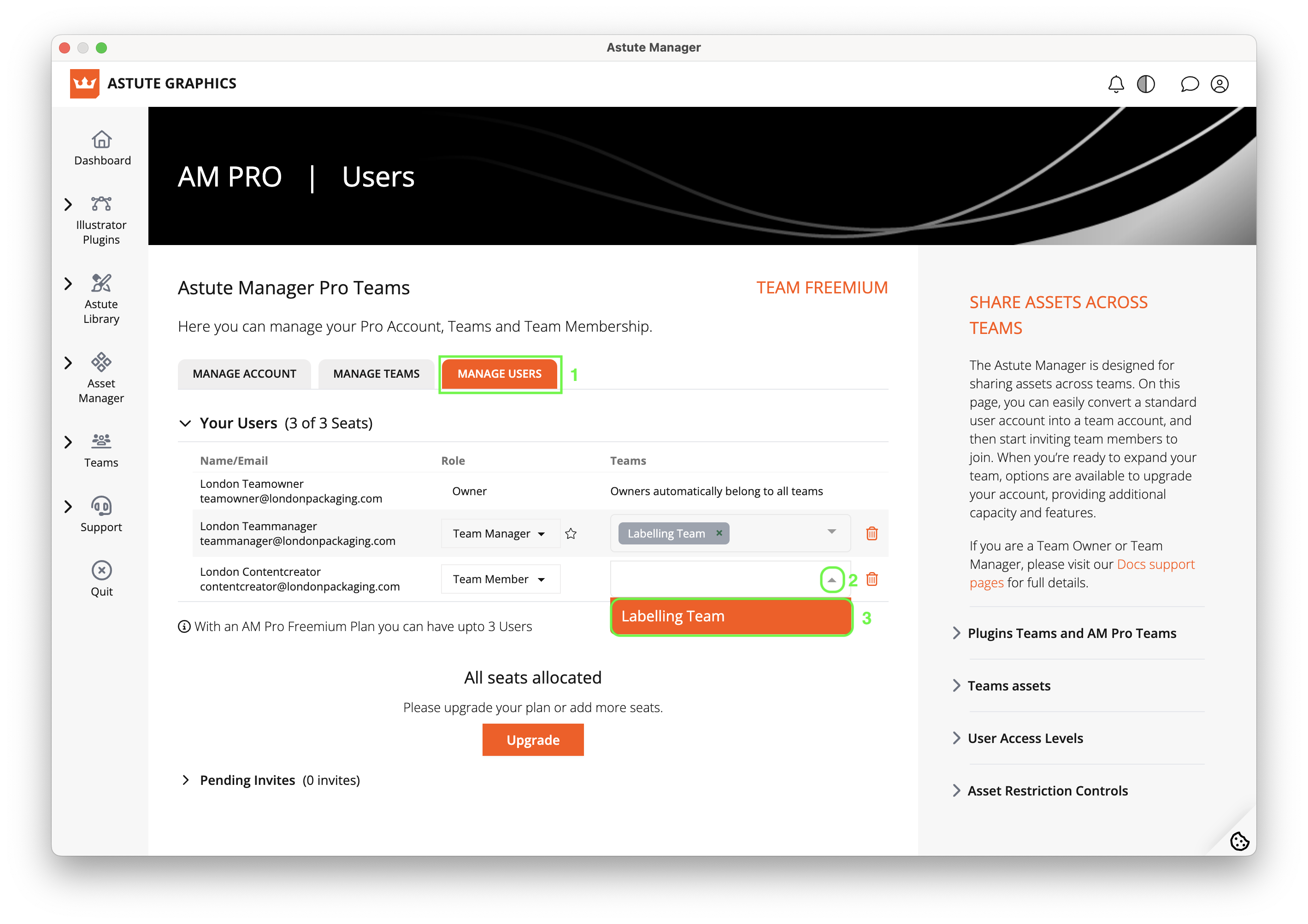 AM Pro Teams - Assigning a user to a Team