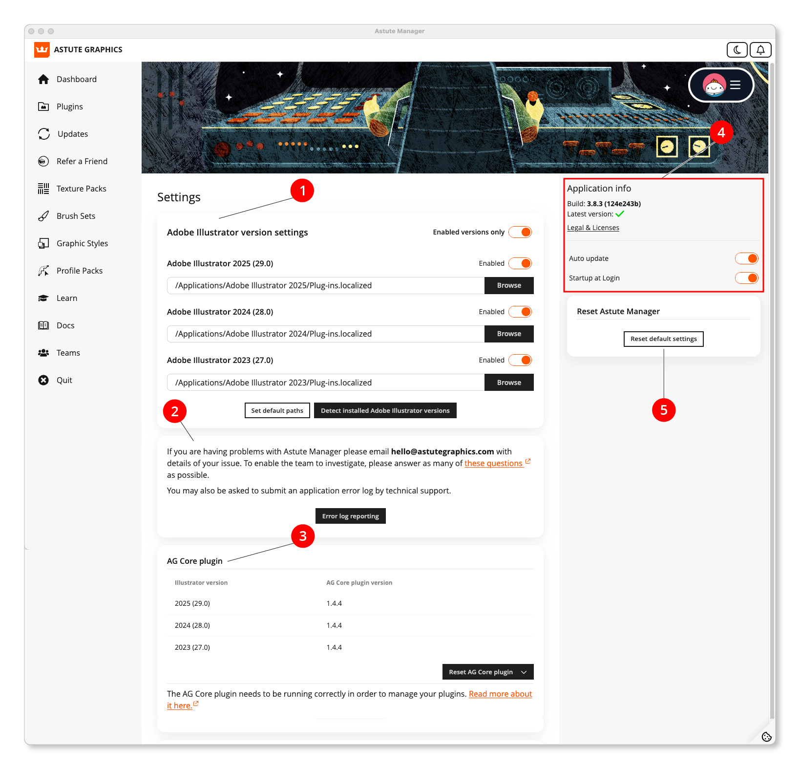 Astute Manager - Settings