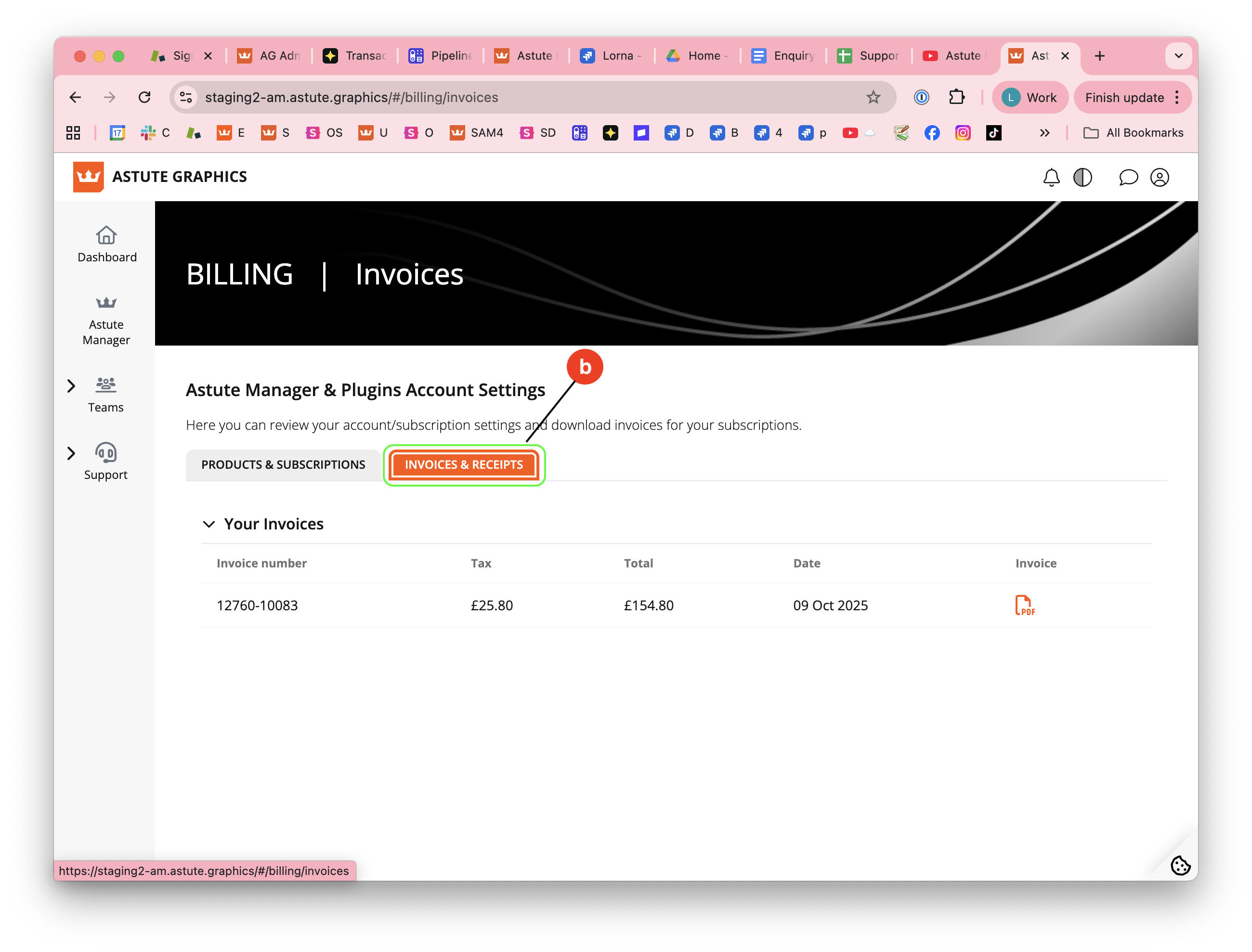 Astute Manager - Invoices and Receipts