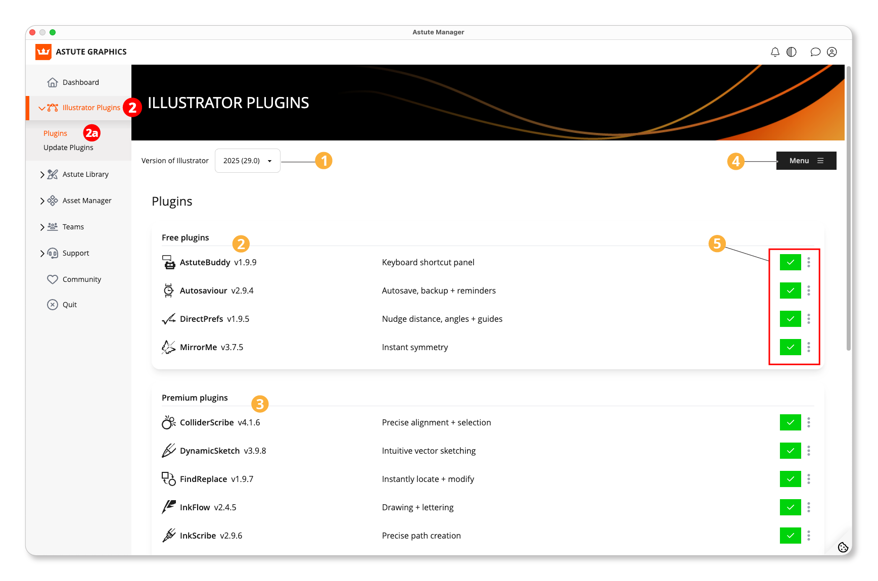 Astute Manager - Plugins page