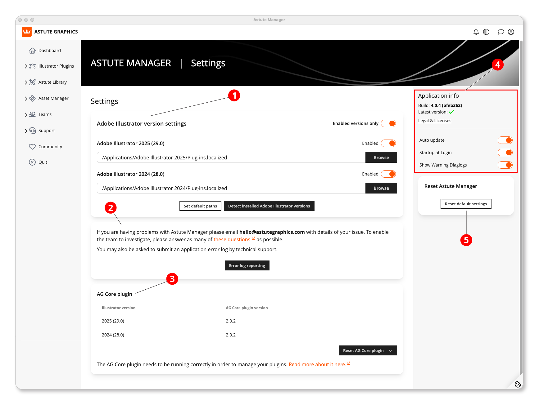 Astute Manager - Navigating settings