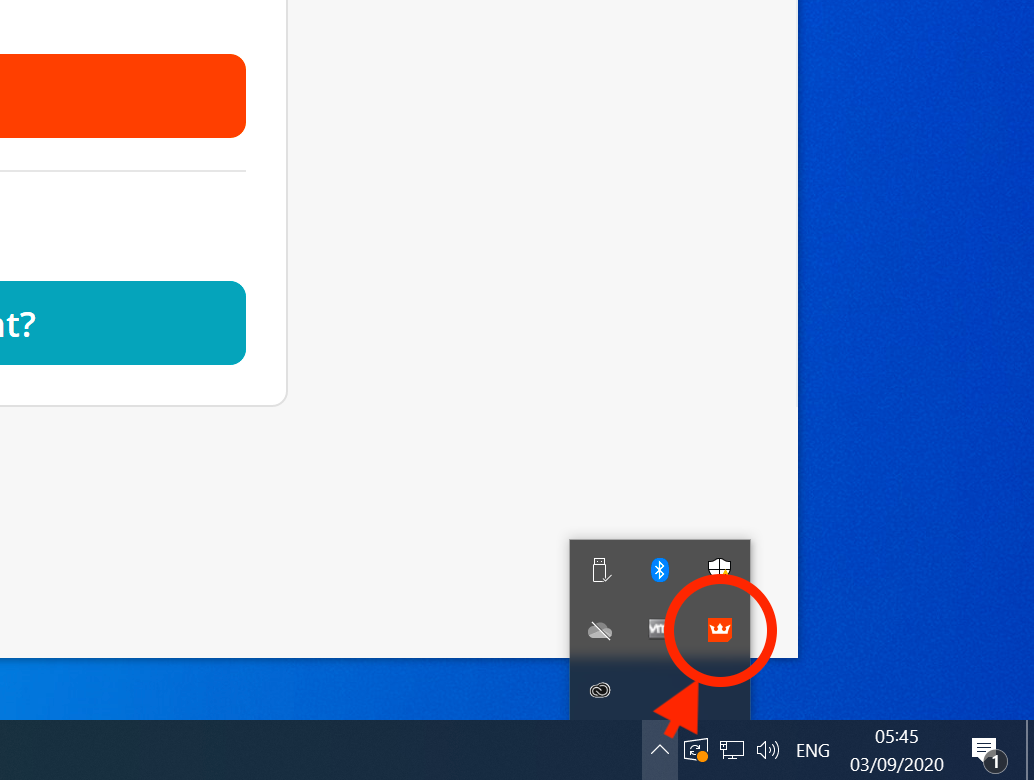 Locate Astute Manager in Windows Tray