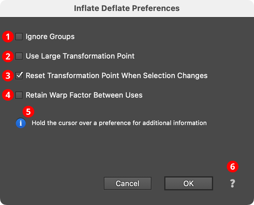 Inflate Deflate Preferences Dialog