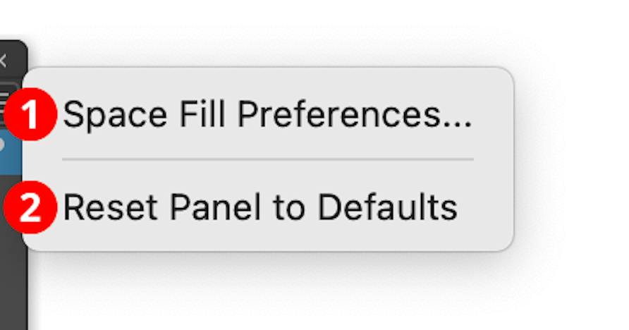 Space Fill Panel Flyout Menu | Astute Graphics Documentation