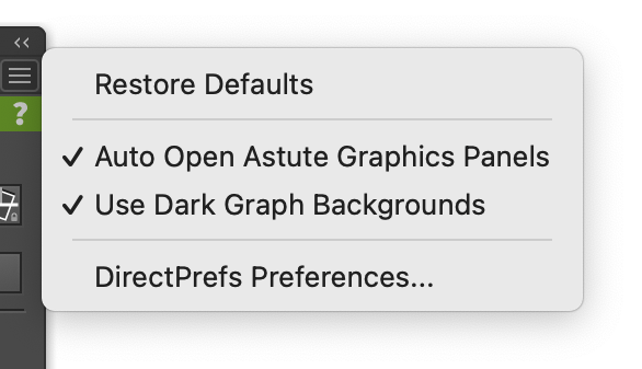 DirectPrefs Panel Flyout Menu Location