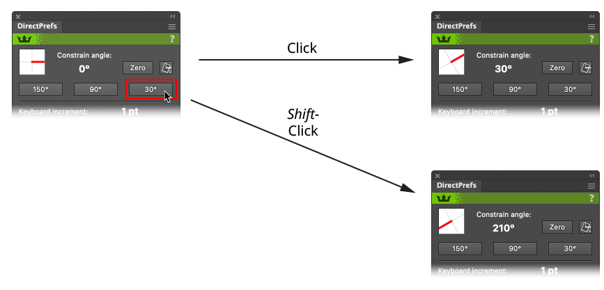 DirectPrefs Constrain Angle Preset Buttons