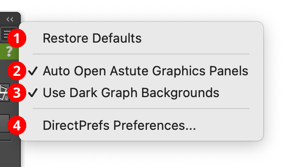 DirectPrefs Panel Flyout Menu