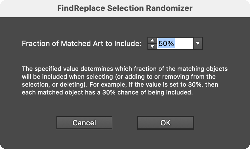 FindReplace Art Selection Randomizer Dialog