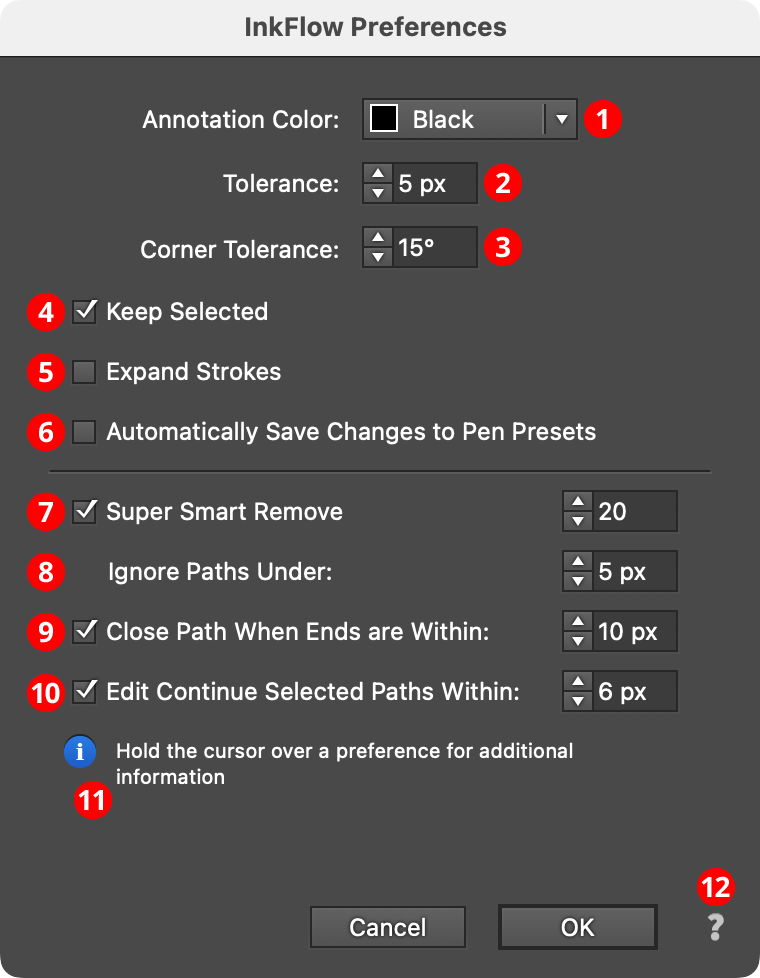 InkFlow Preferences Dialog