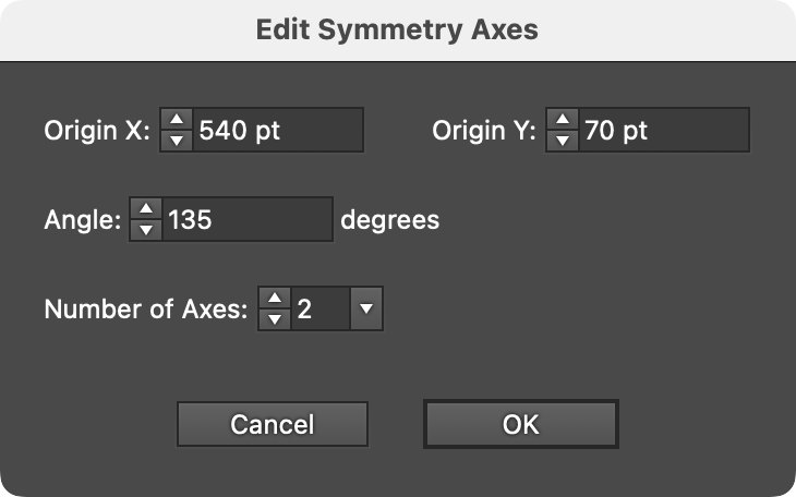 MirrorMe Edit Symmetry Axes Dialog