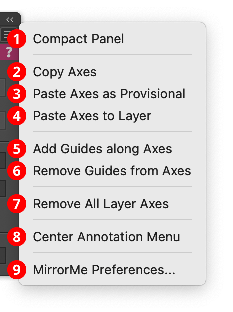 MirrorMe Panel Flyout Menu