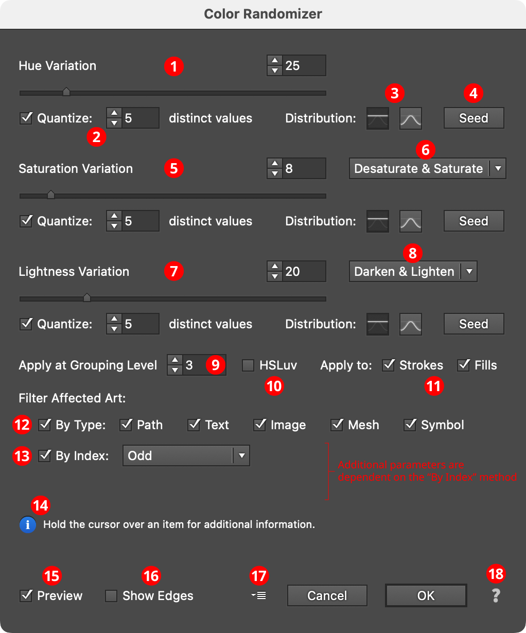 Color Randomizer Parameters Dialog