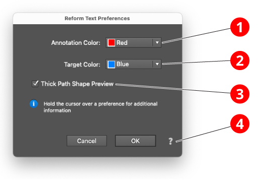 Reform Text Preferences Dialog