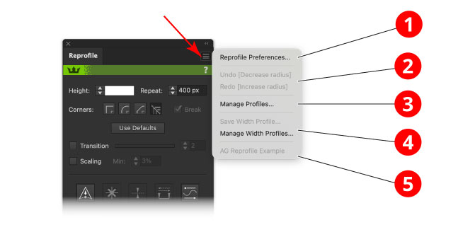 Reprofile Panel Flyout Menu