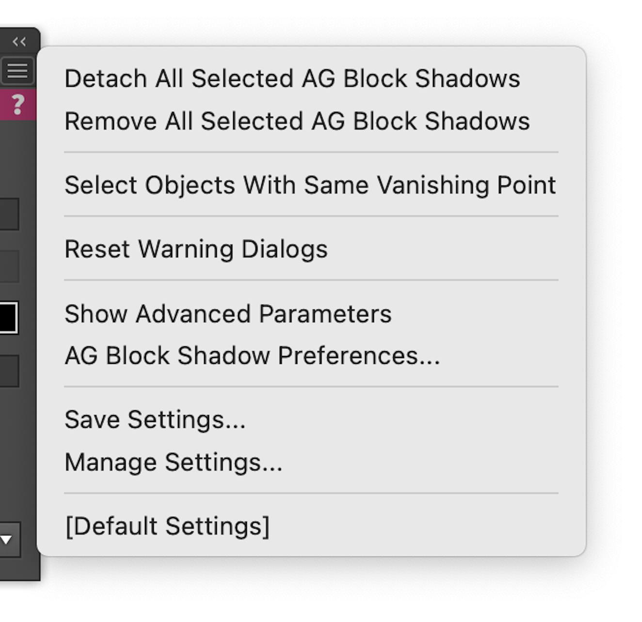 AG Block Shadow Preferences | Astute Graphics Documentation