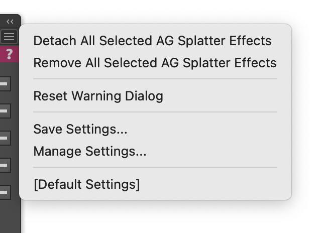 AG Splatter Panel Flyout Menu | Astute Graphics Documentation