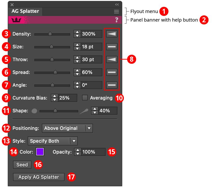 AG Splatter Live Effect | Astute Graphics Documentation