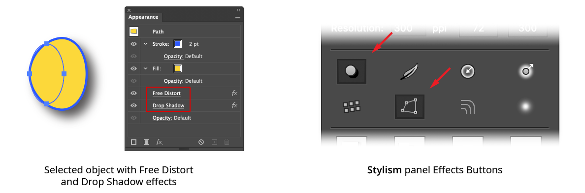 Stylism Panel Effects Buttons