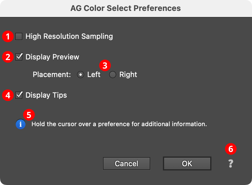 AG Color Select Preferences Dialog