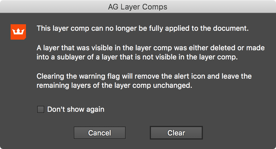 AG Layer Comps Broken Warning