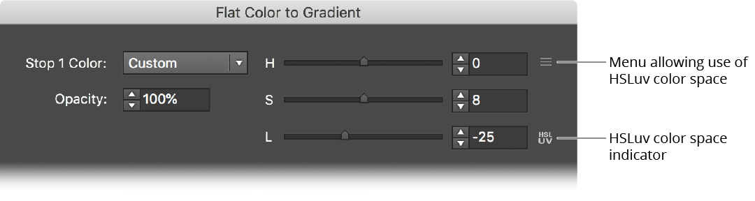 Gradiator Flat Color to Gradient Dialog Custom