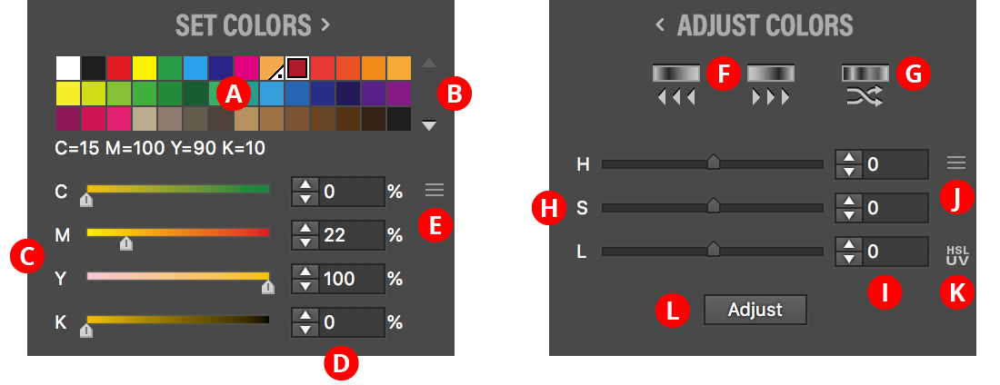 Gradient Forge Panel Set Adjust Colors Section