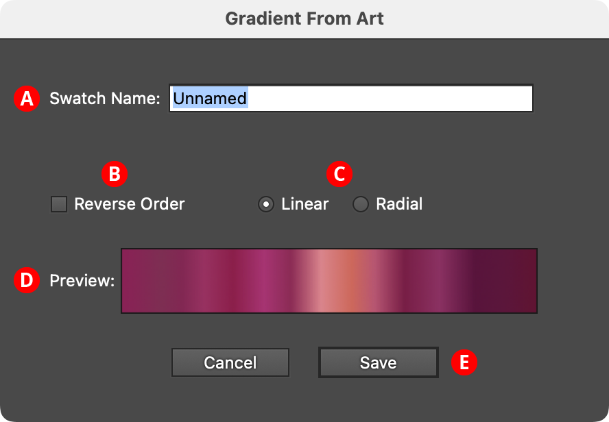 Gradient From Art Save to Swatch Dialog