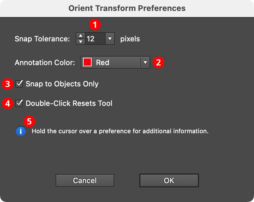Orient Transform Preferences