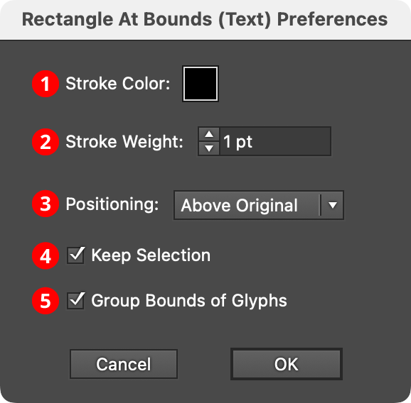 QuickOps Rectangle at Bounds - Text Preferences