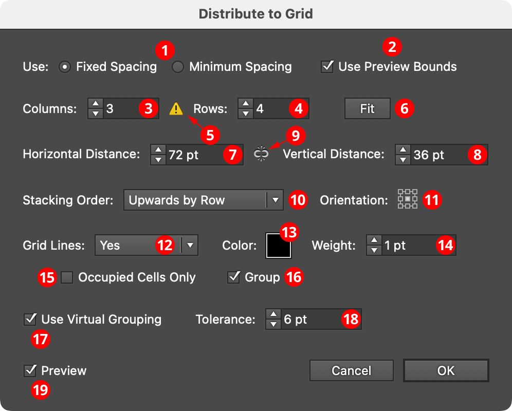 QuickOps Distribute to Grid Settings