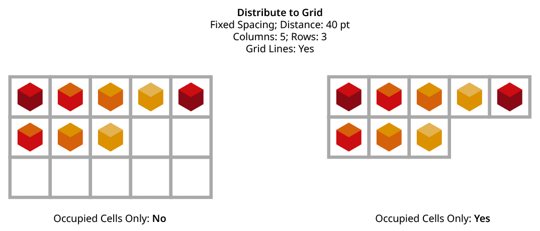 QuickOps Distribute to Grid - Grid Lines on Occupied Cells Only