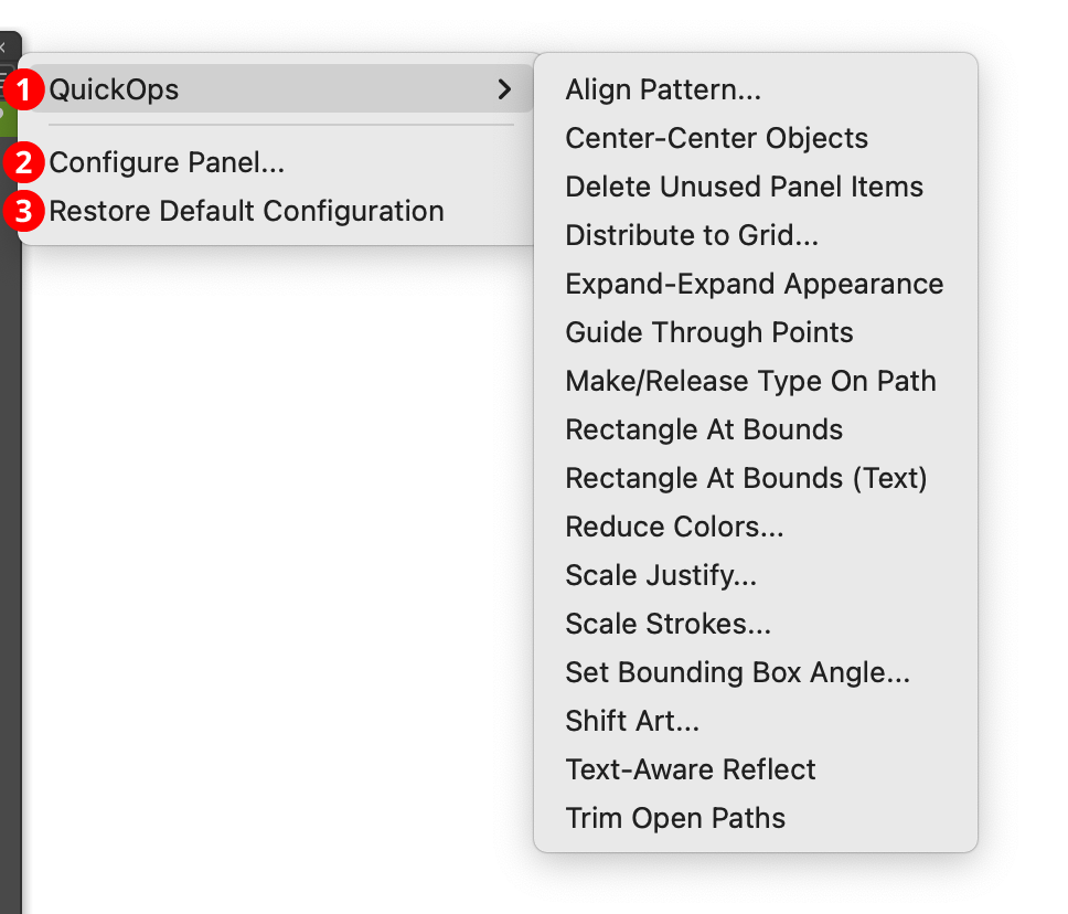 QuickOps Panel Flyout Menu