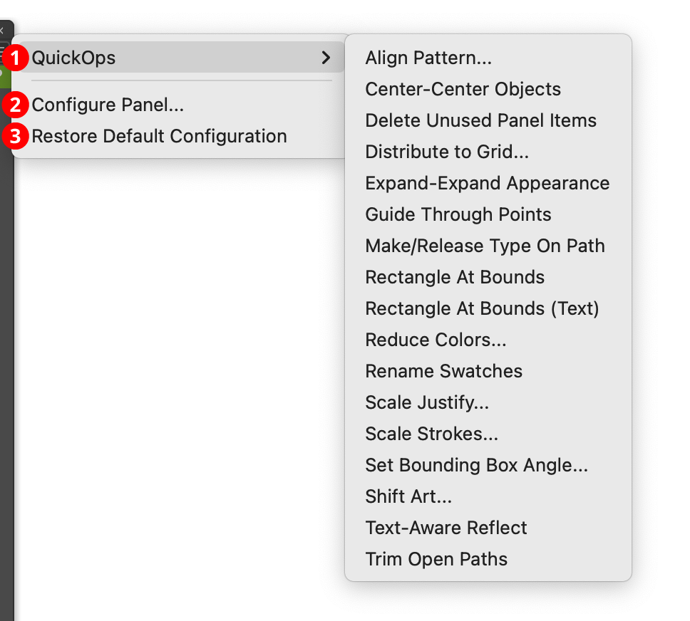 QuickOps Panel Flyout Menu