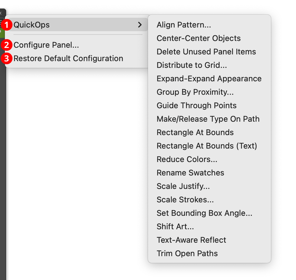 QuickOps Panel Flyout Menu
