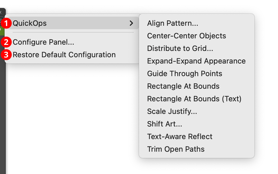 QuickOps Panel Flyout Menu