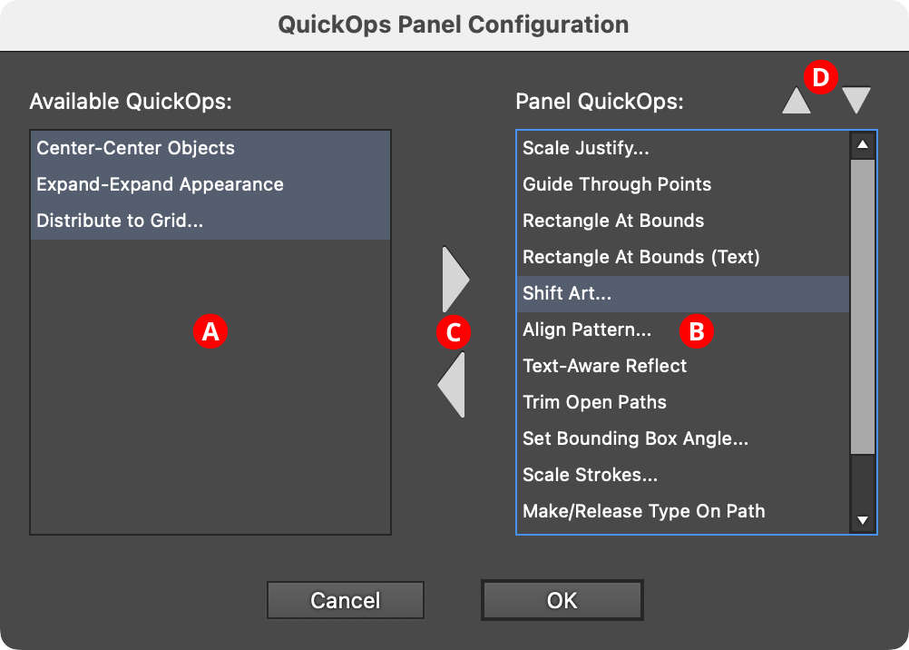 QuickOps Panel Configuration