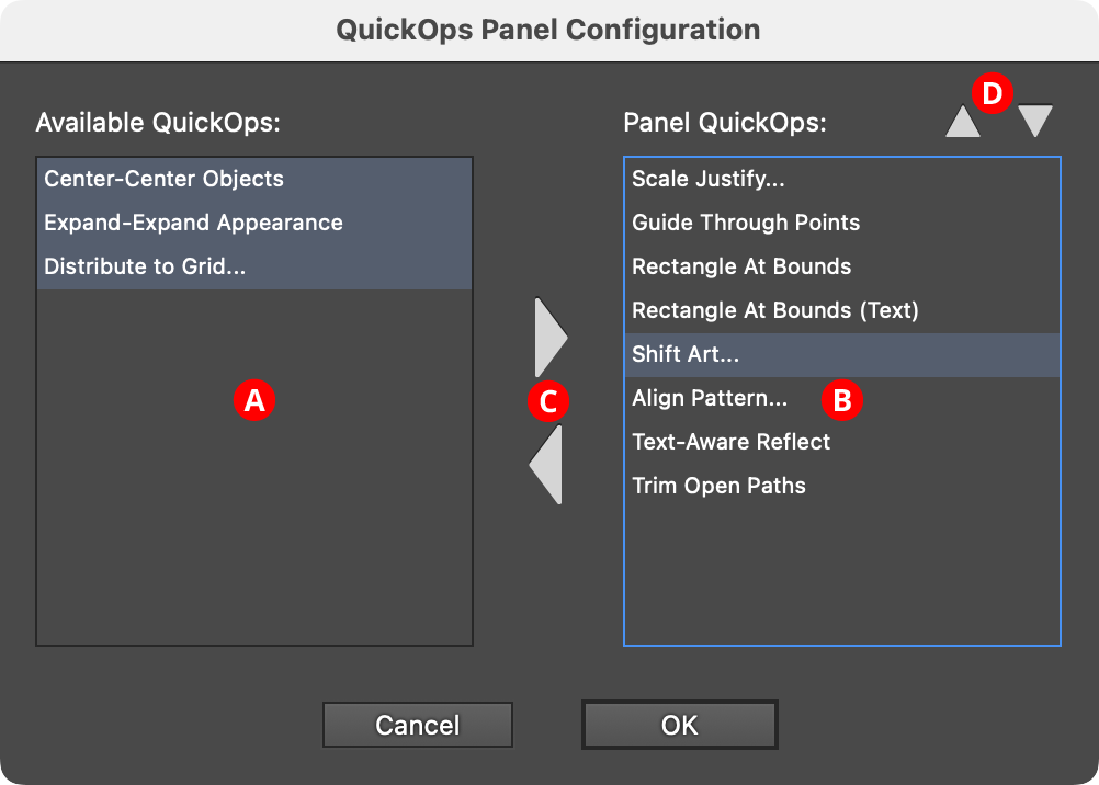 QuickOps Panel Configuration