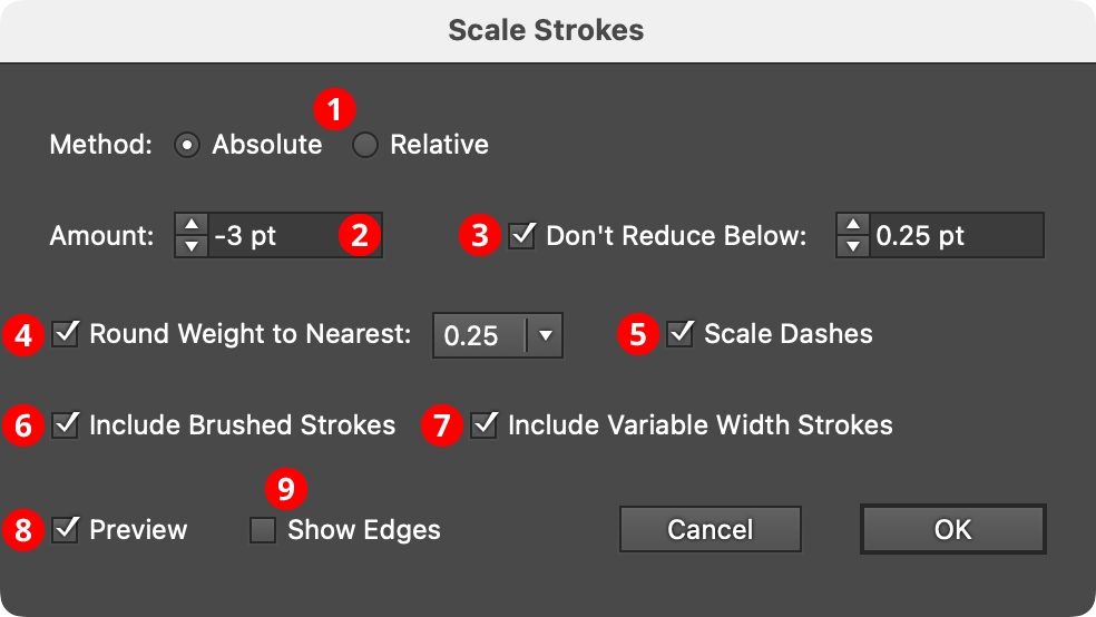 QuickOps Scale Strokes Settings