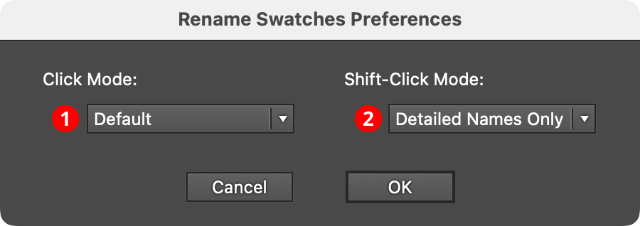 QuickOps Rename Swatches Preferences