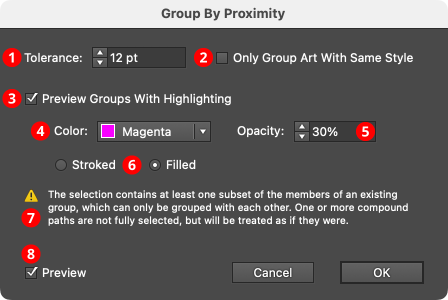 QuickOps Group by Proximity Settings