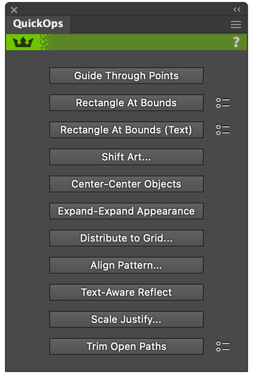 QuickOps Panel Location