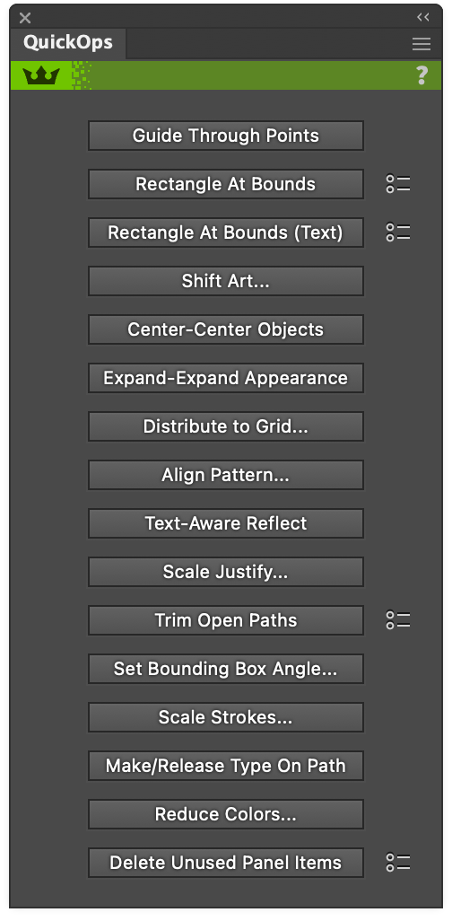 QuickOps Panel Location