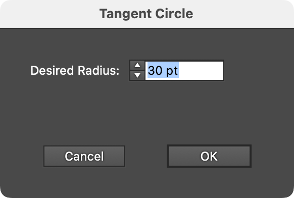 Tangent Circle Tool Radius Dialog