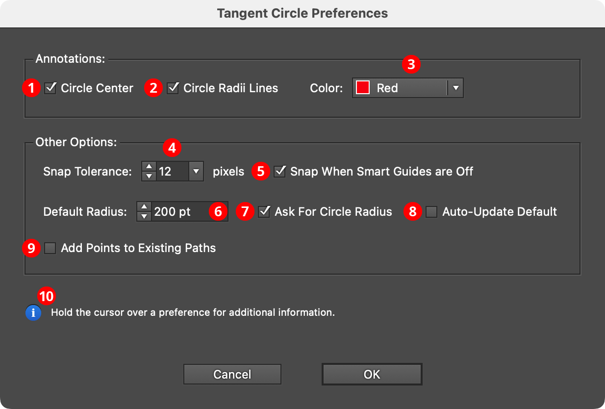 Tangent Circle Preferences