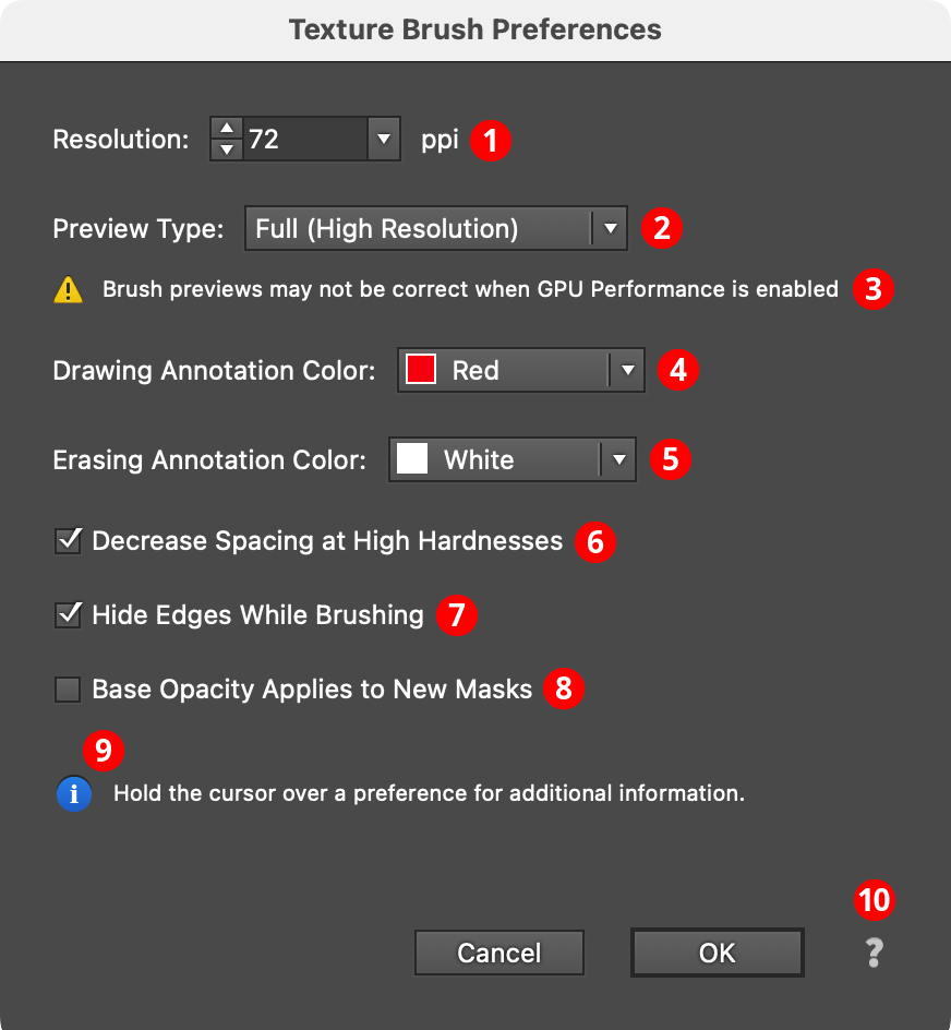 Texture Brush Preferences