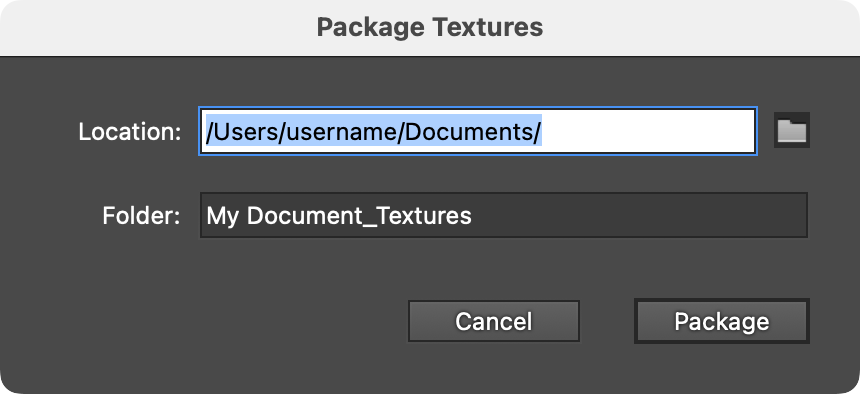 Package Textures Dialog