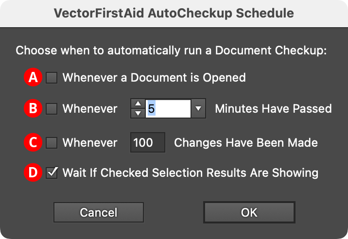 VectorFirstAid AutoCheckup Schedule Dialog