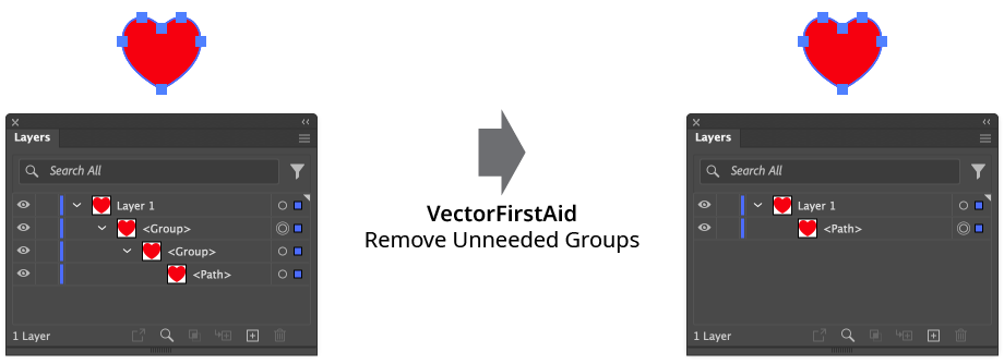 VectorFirstAid Remove Unnecessary Groups